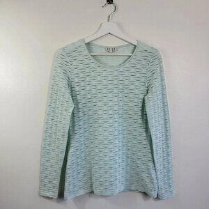 Reiss Top Womens Small Mint Green Patterned Longsleeved Size S SKU 1610